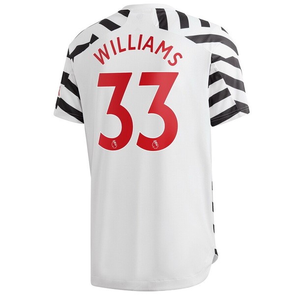 Camiseta Manchester United NO.33 Williams Replica Tercera Ropa 2020/21 Blanco